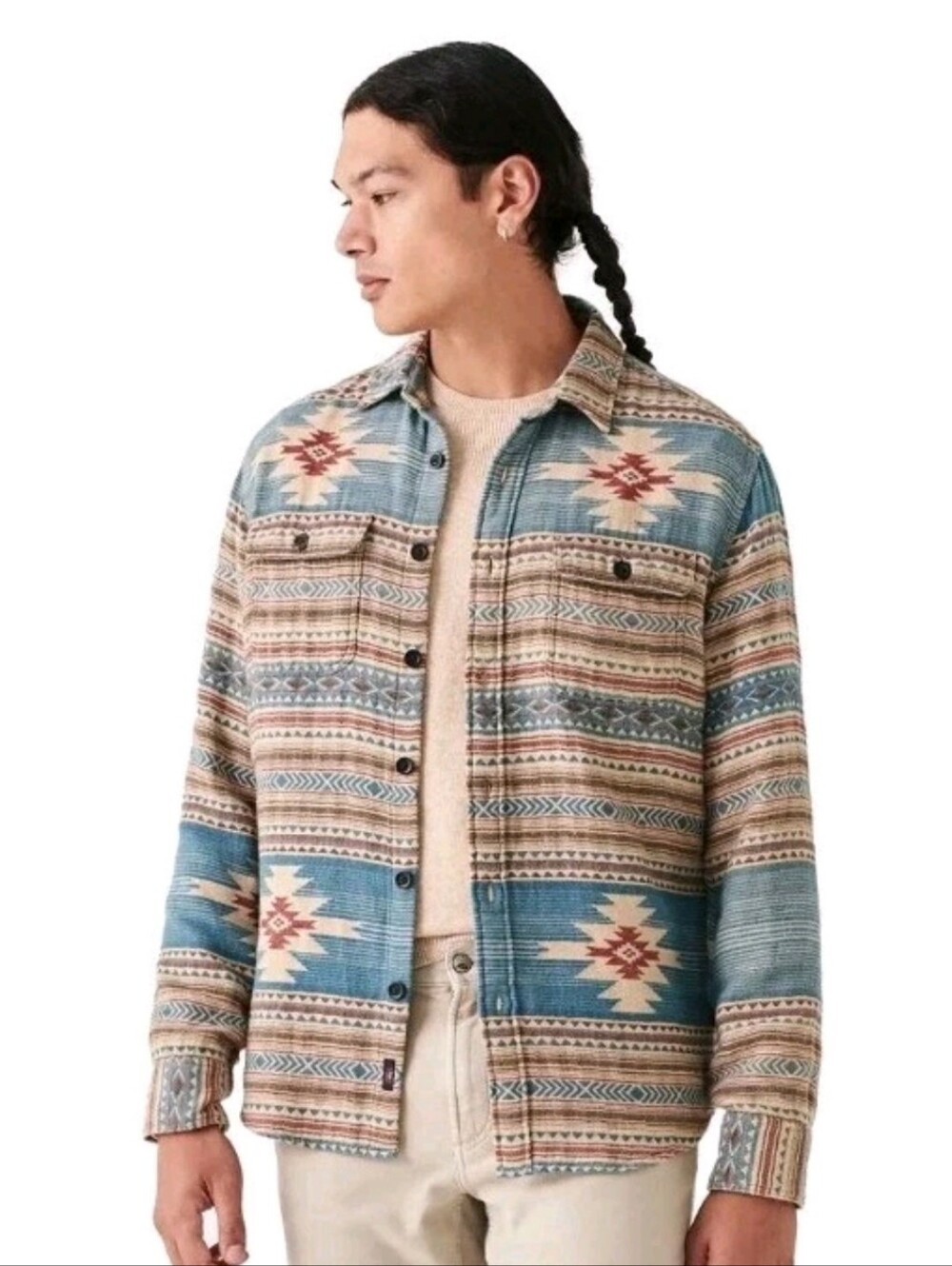 Faherty Canyon Overshirt Mesa Aztec Southwestern Flannel Button Up Shirt! XL